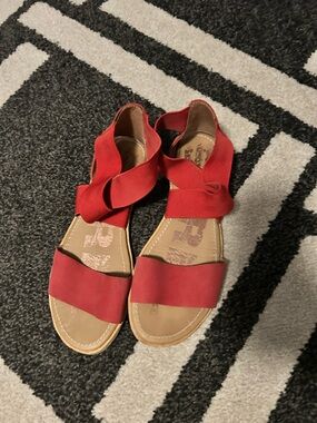 Sorel Red Strappy Flat Sandals